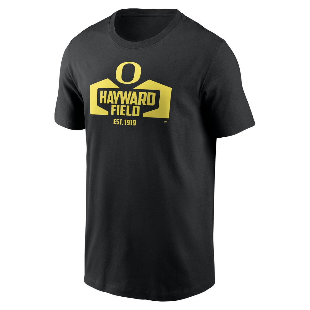 Hayward Field, Nike, Black, Crew Neck, Cotton, Men, Track & Field, Classic Oregon O, T-Shirt, 948557